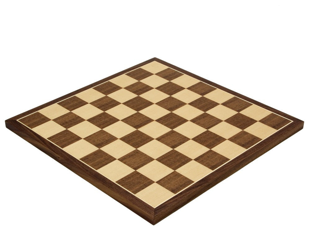 15.75" Spanish Walnut and Maple Chess Board - Official Staunton™